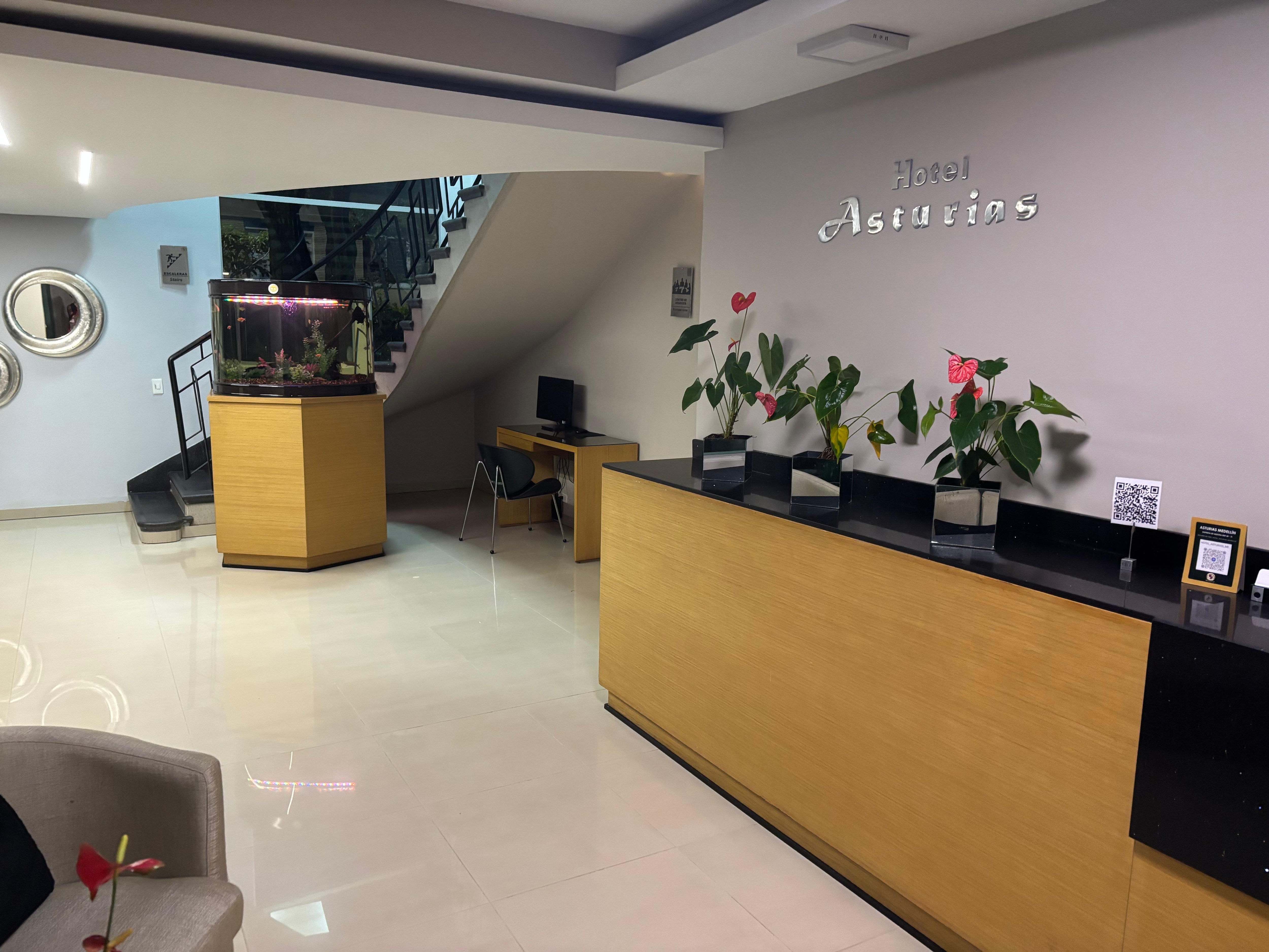 Reception with fish tank 