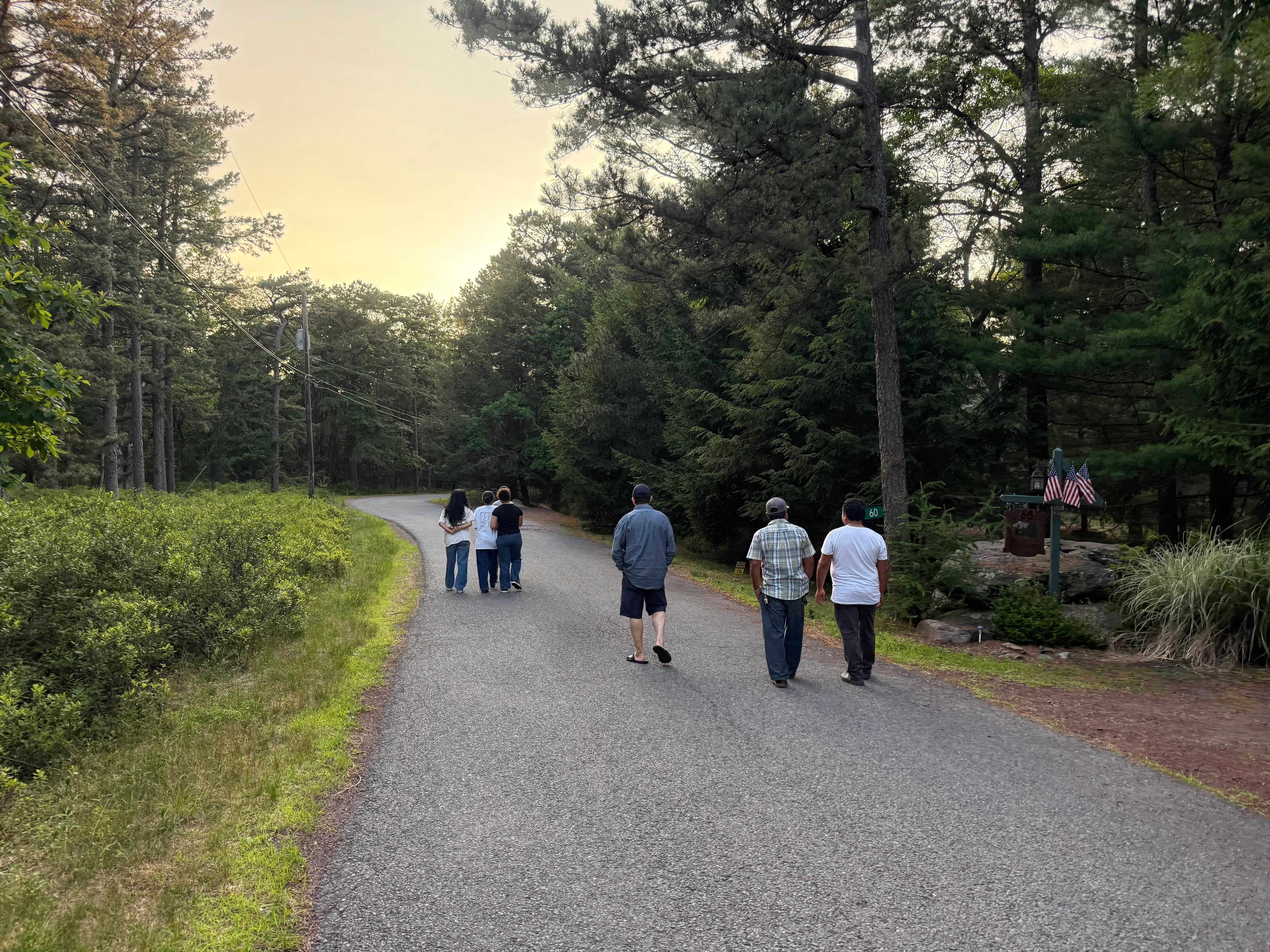 Going for a walk around the property. 