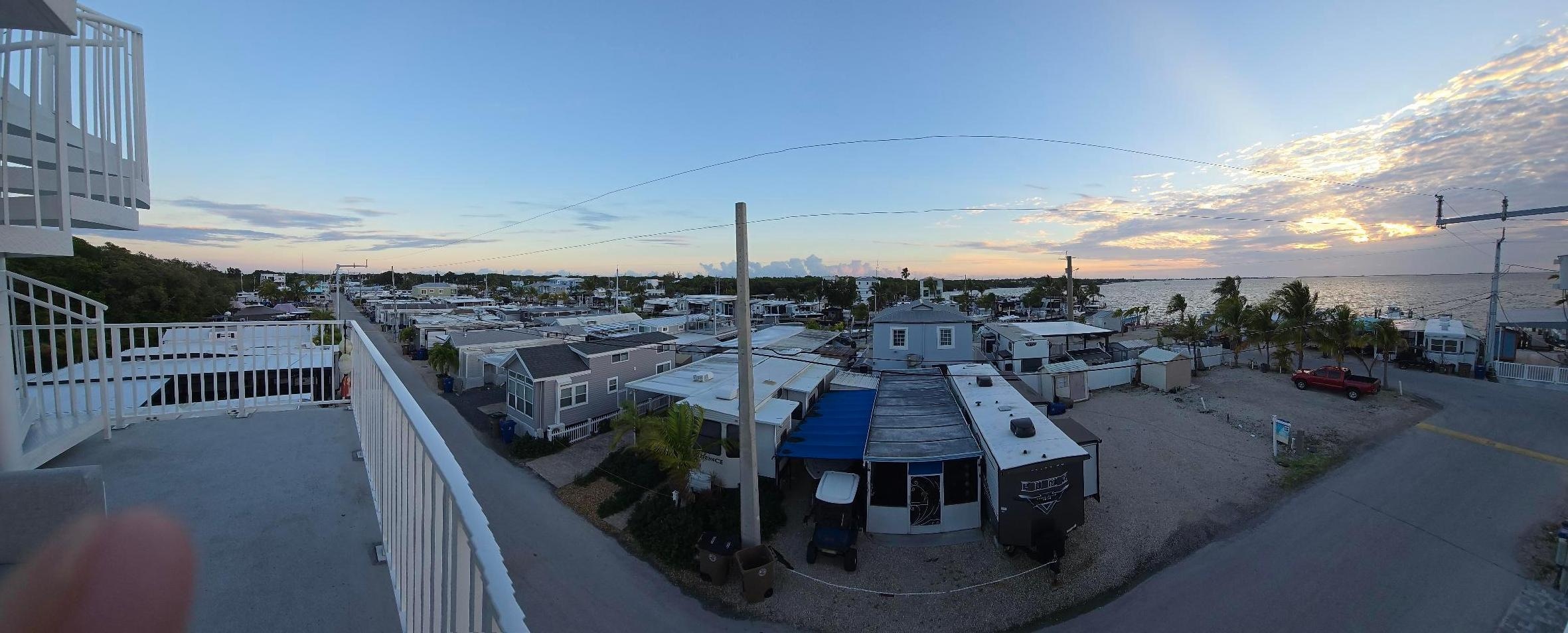 Panoramic view of tacky town taken from the balcony of the home.