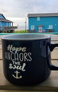 Morning coffee from 1st deck table.
