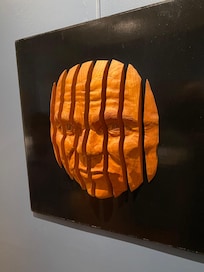 Prisoner arts, sculpture in pine called "Fragmentation"