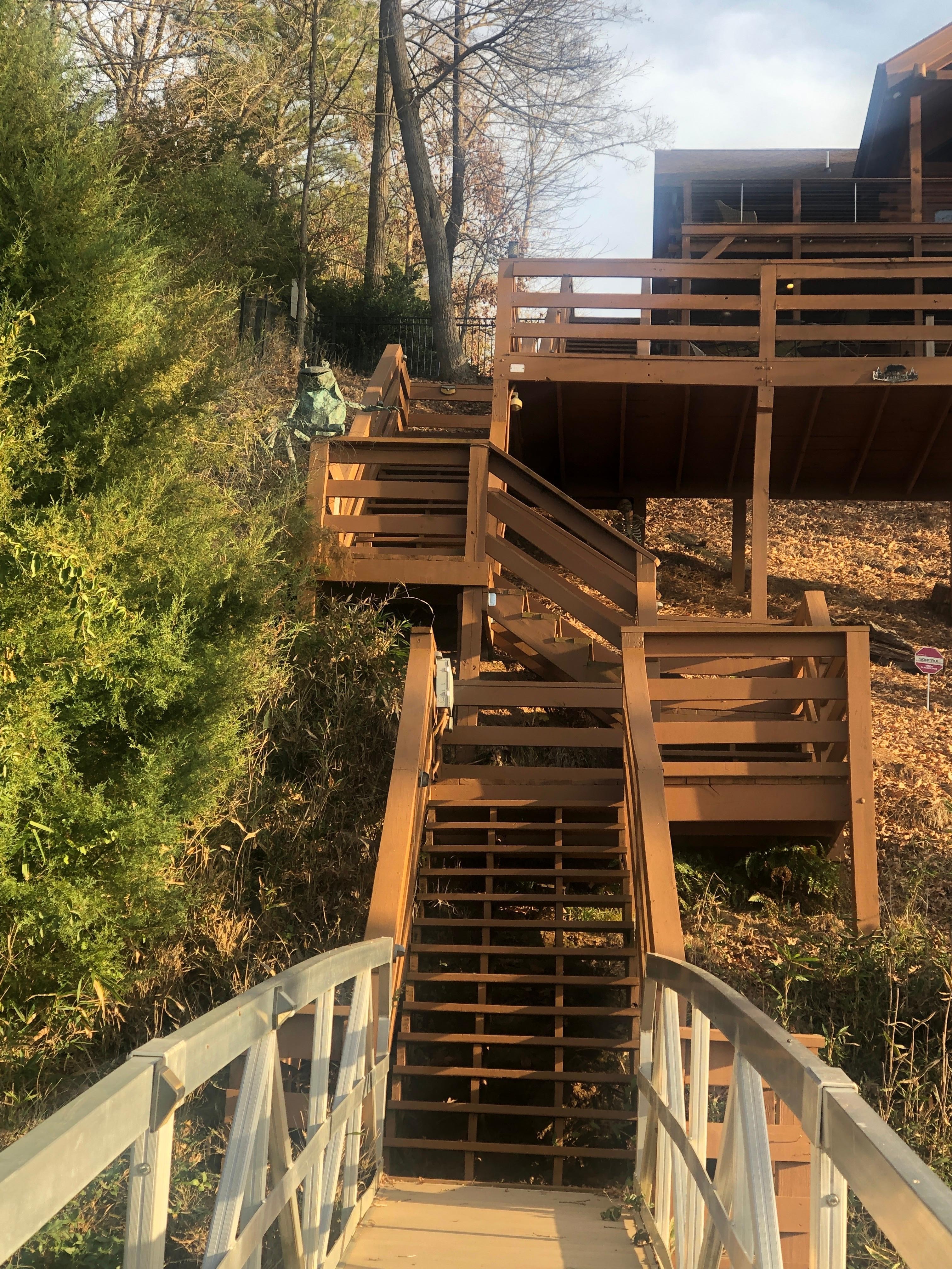 Dock ramp and stair access with cutest copper Frog for selfies! 