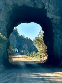 Tunnels driving to cabin