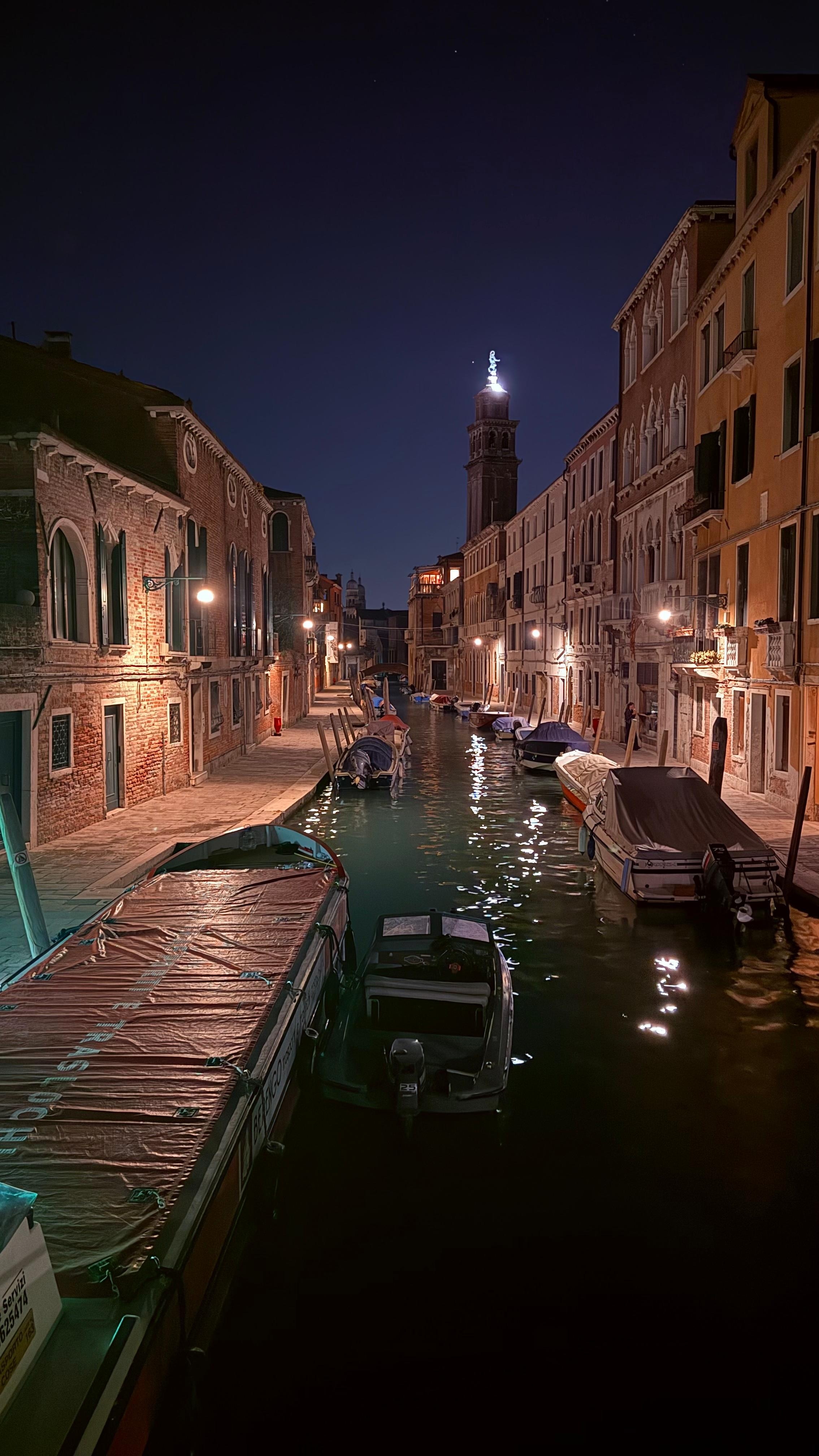 Night view of the canal next to the Hotel.