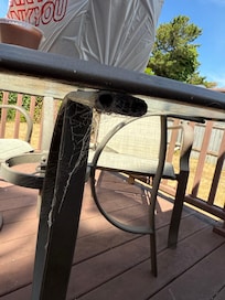 Spiders and spider webs on outdoor furniture