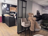 The lobby bear moved around each day and brought a smile.