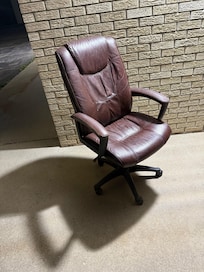 Our desk chair greeting us outdoors