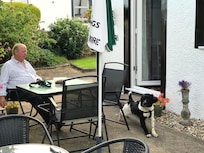 Outside our dog friendly room (he slept in his crate)