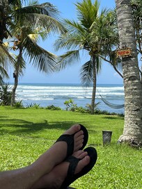 Relaxing at the pool.
