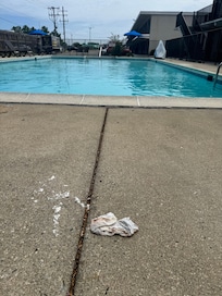 Bloody pad by the pool and it was there the whole weekend!