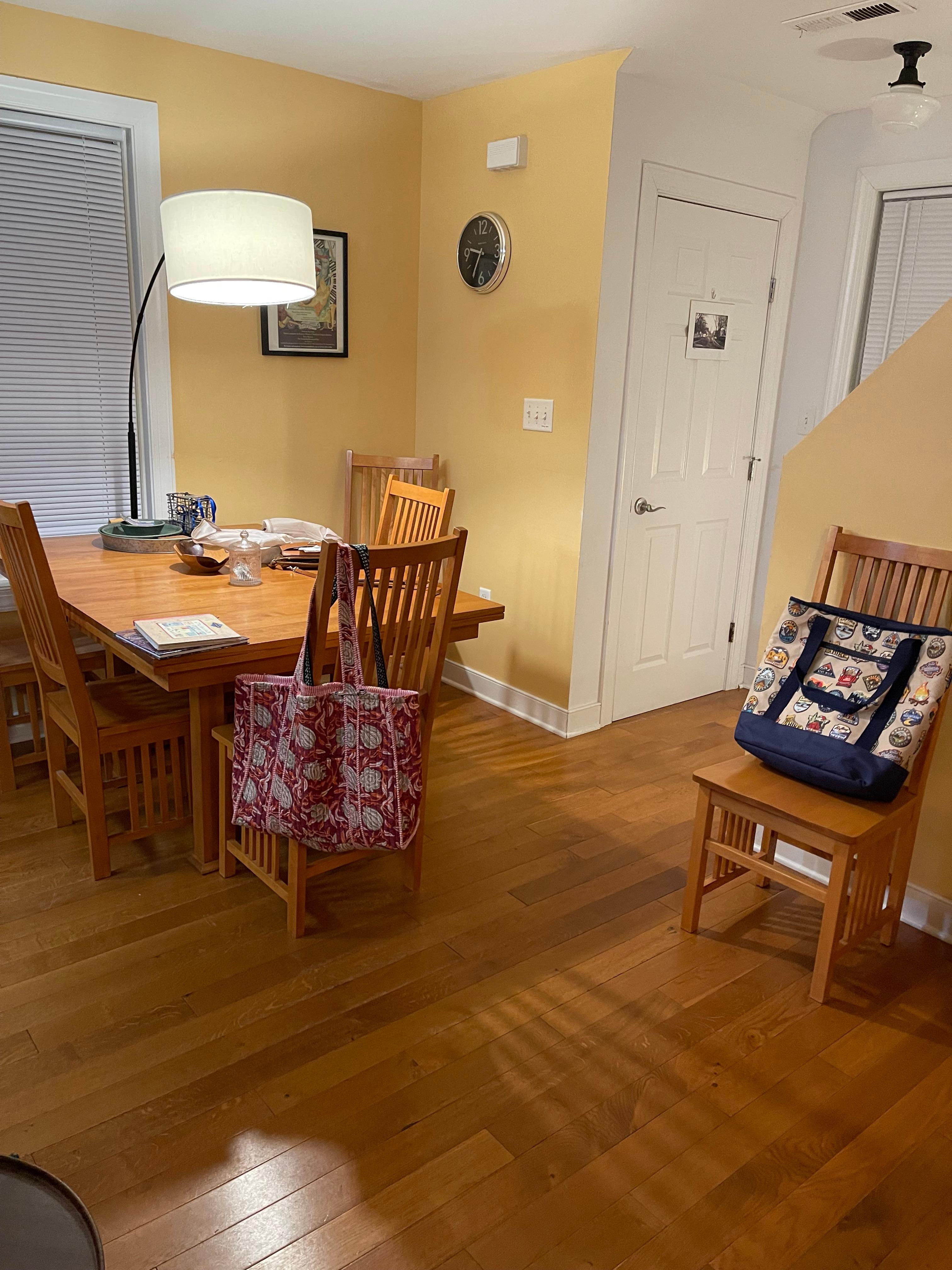 dining area leading to the stairs.