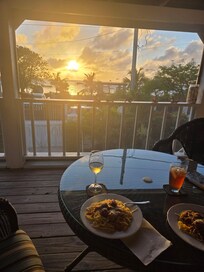 Dinner and sunset on the deck