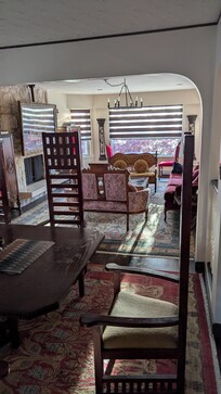 Shared dining and living room area