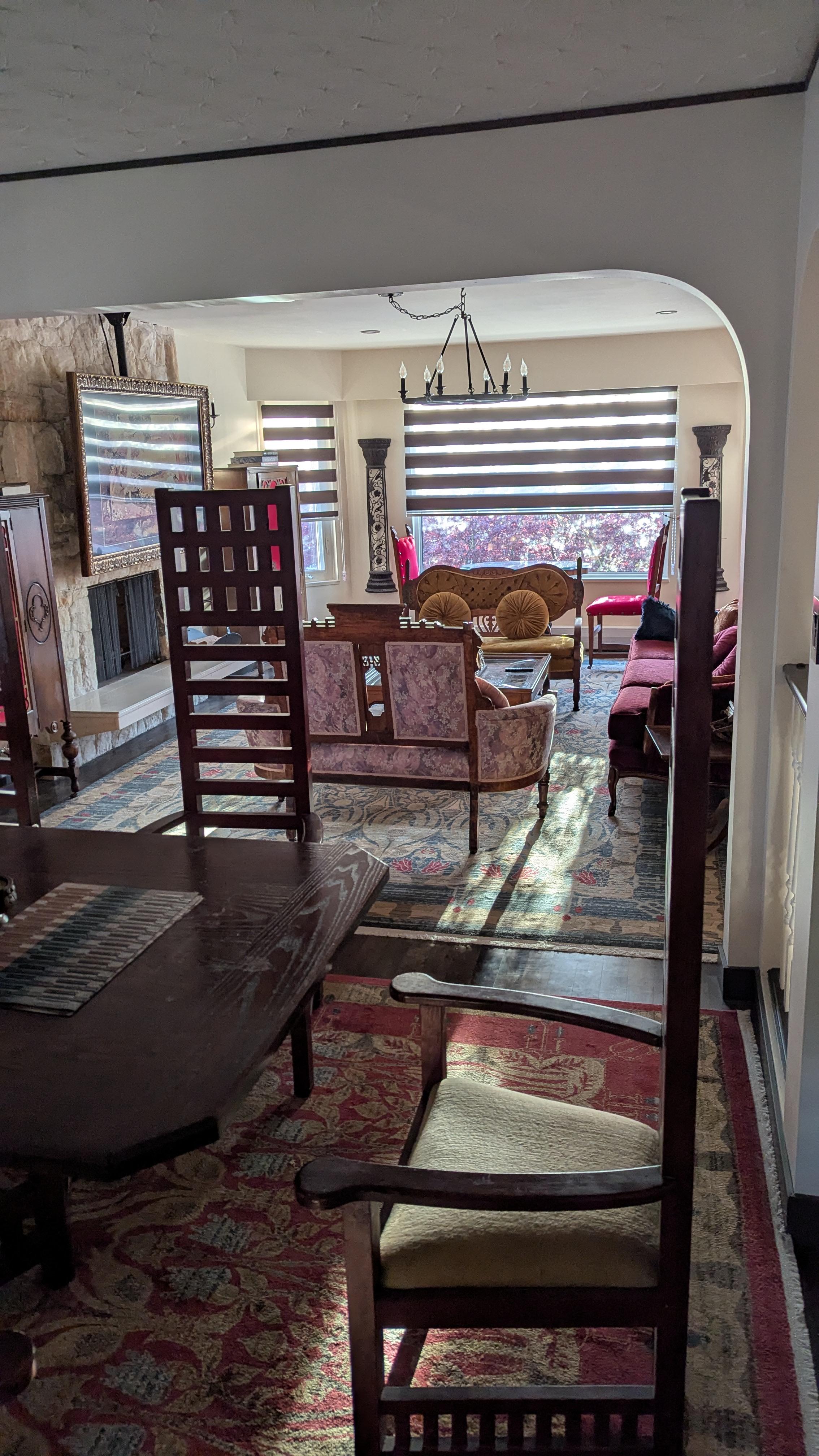 Shared dining and living room area