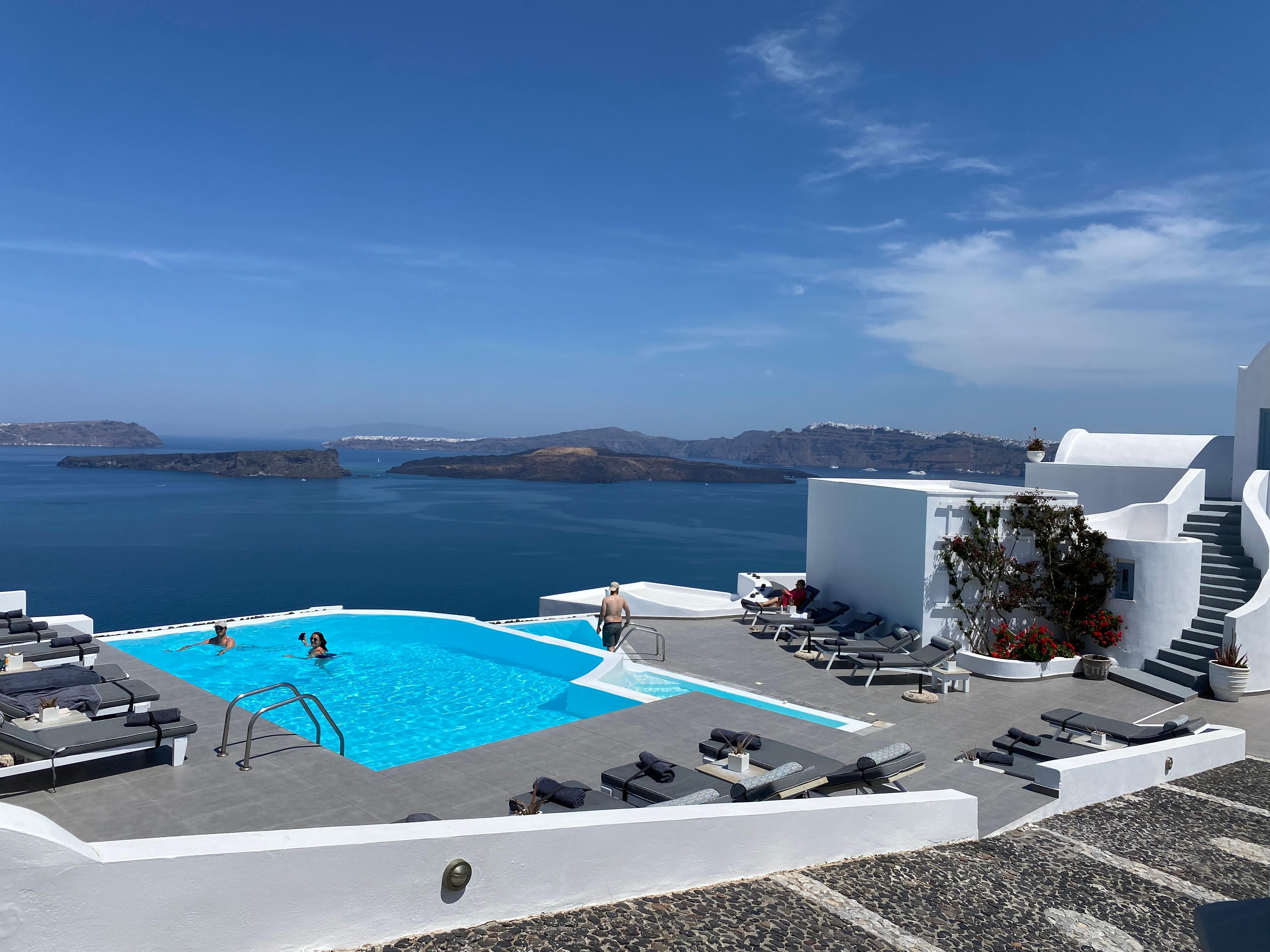 Hotel pool and view.