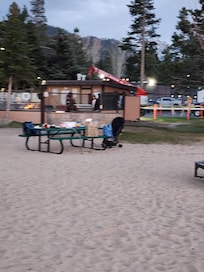 Beach and pool with limited access due to large construction equipment and caution tape everywhere!