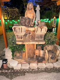 Amazing wood carvings throughout the property