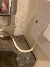 Window sill in bathroom