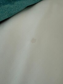 Multiple stain marks on the main bedsheets, this is just one.