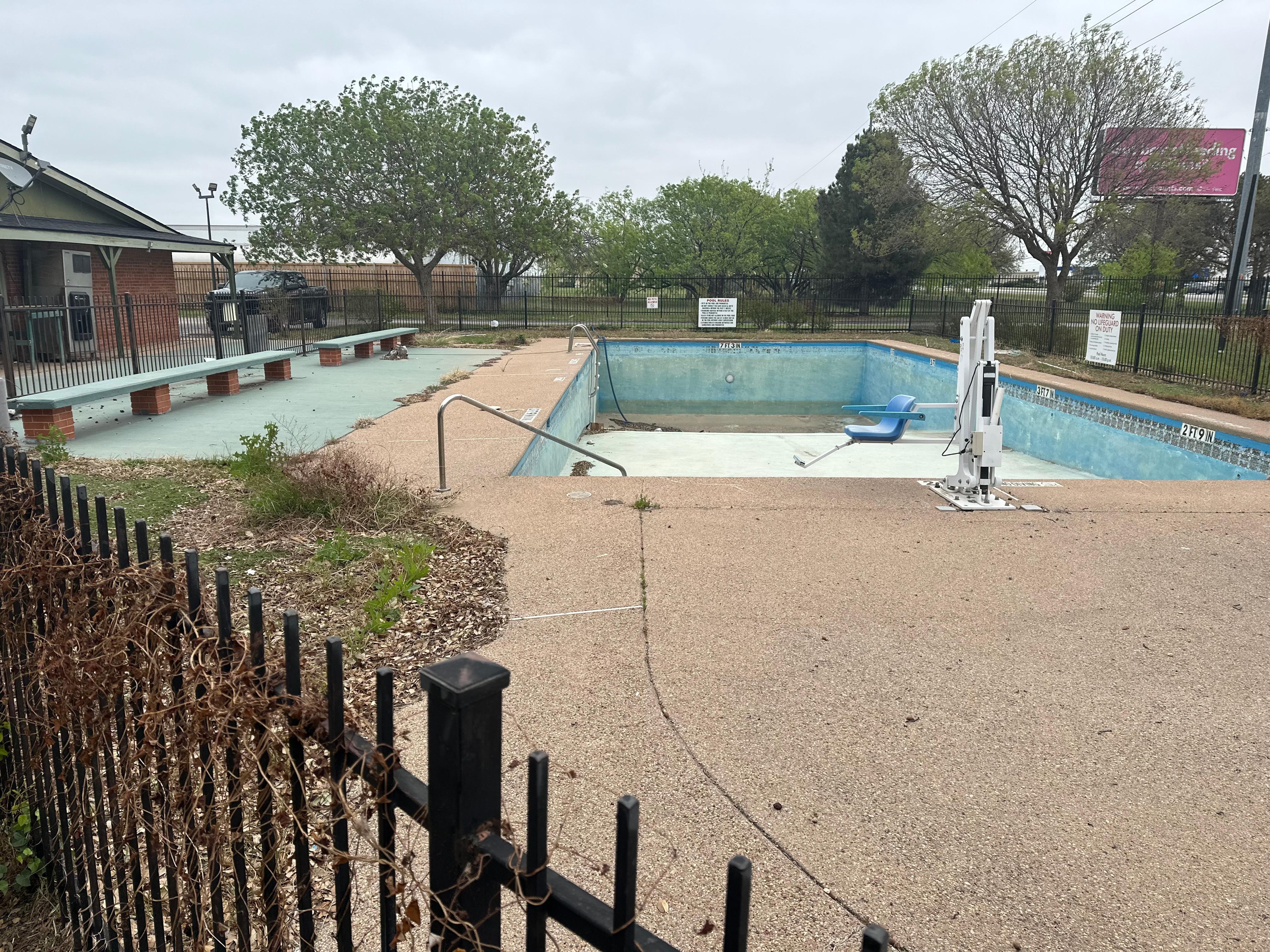 Not swimming season yet but you could at least make it look presentable instead of abandoned. 