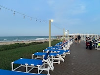 Lounge chairs behind the hotel.