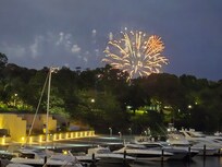 View from the apartment; fireworks on the night we arrived.