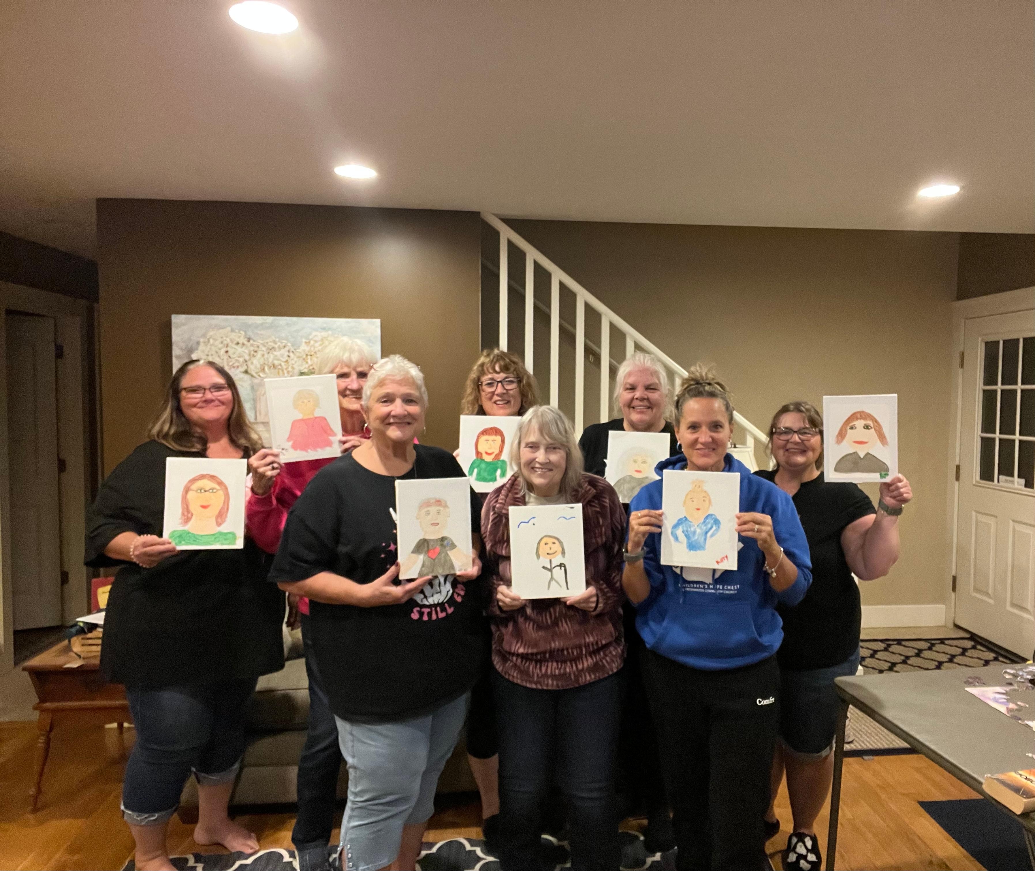 Enjoyed painting portraits and laughing with friends