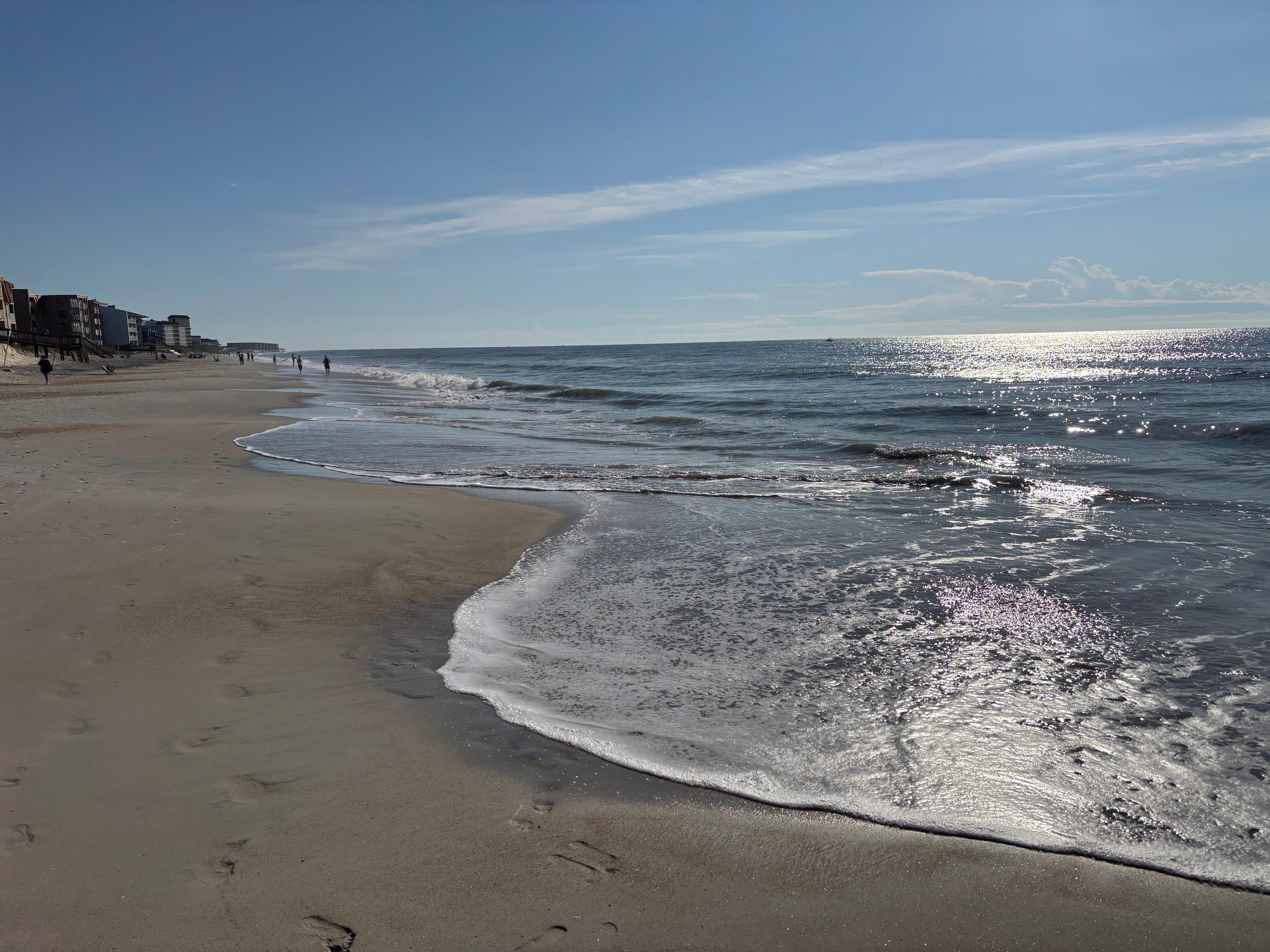 Sandy beach just steps away