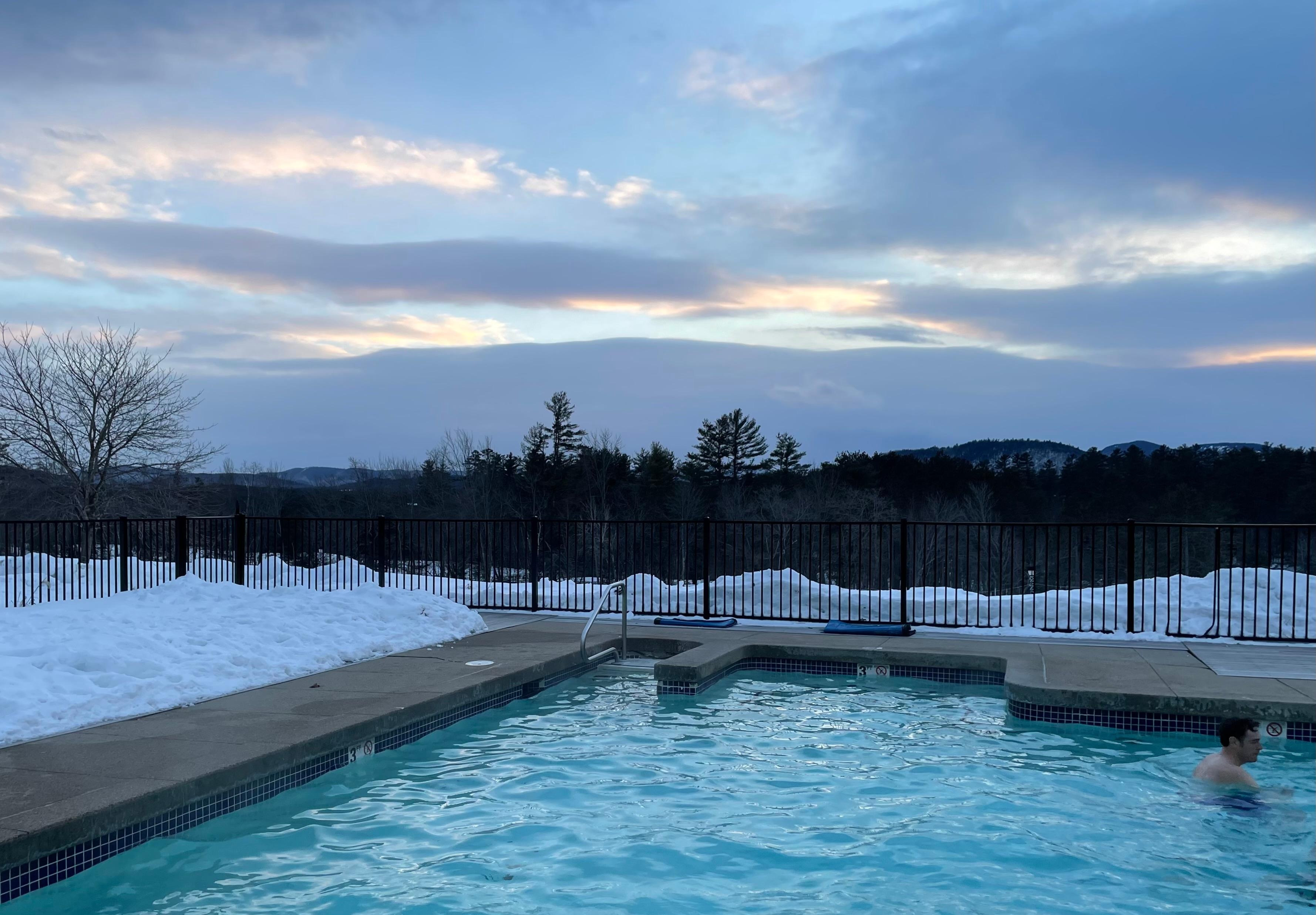 What a treat to swim on a winter day in a heated pool
