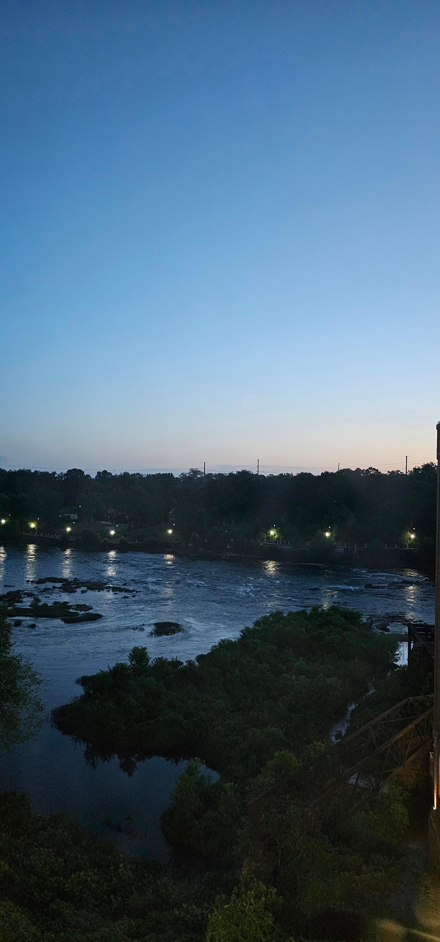 View of the river at night
