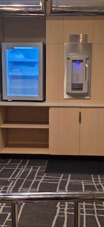 Water bottle refill station, ice freezer with pre-bagged ice