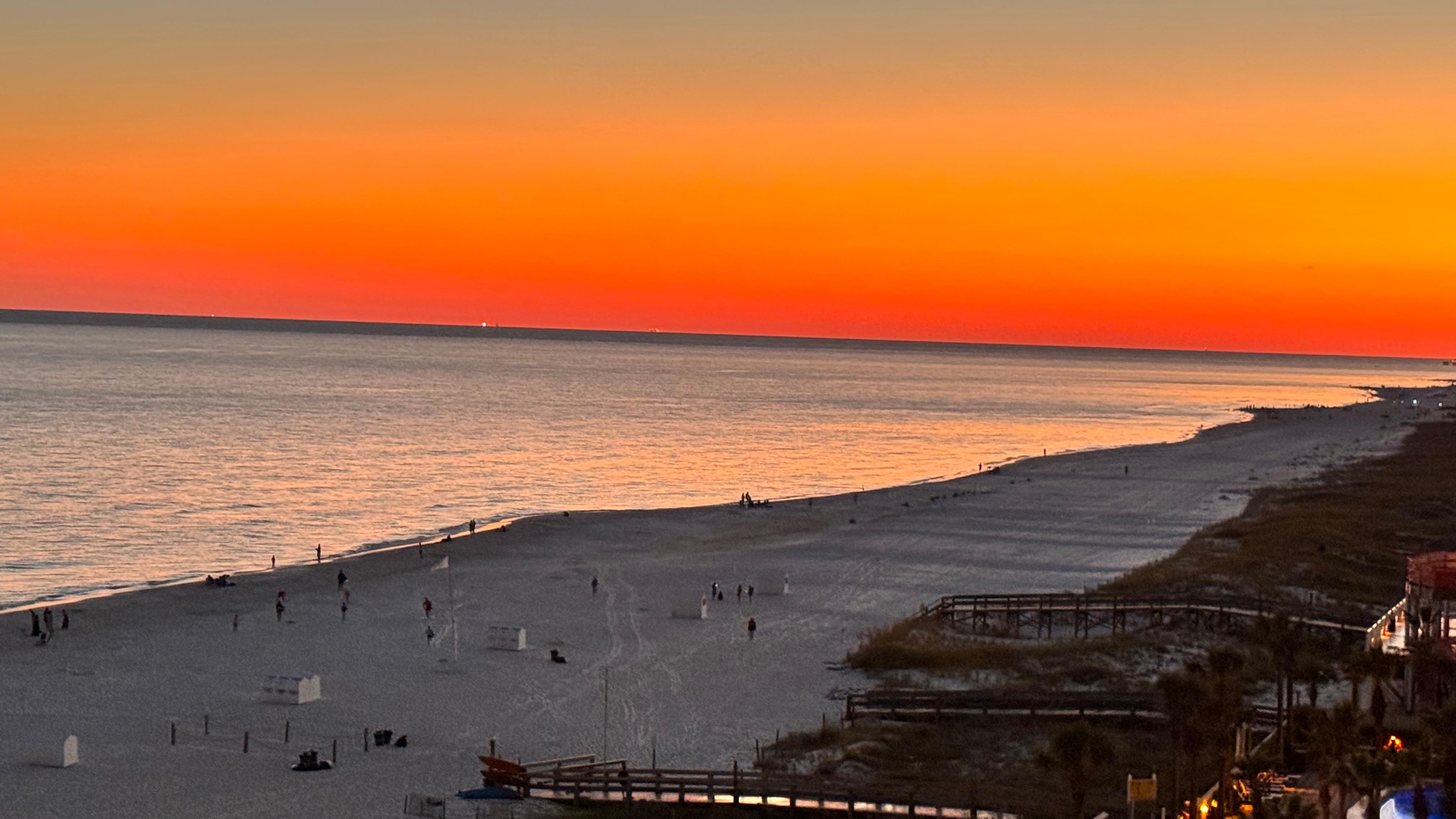 View from balcony looking west at sunset