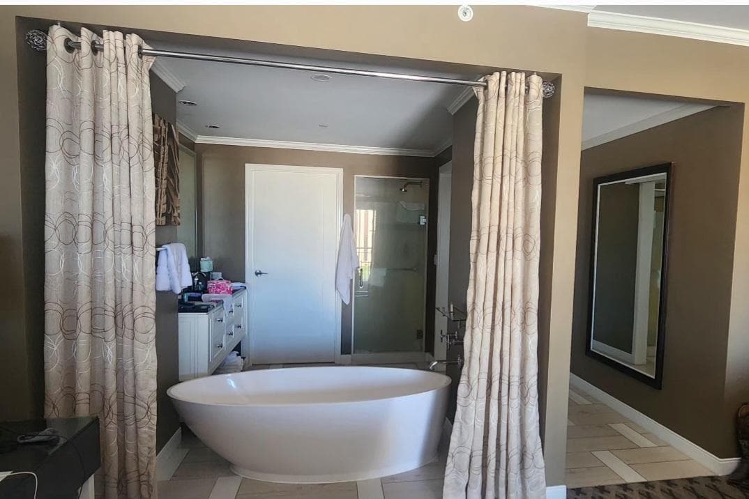 Tub/ shower view from bed
