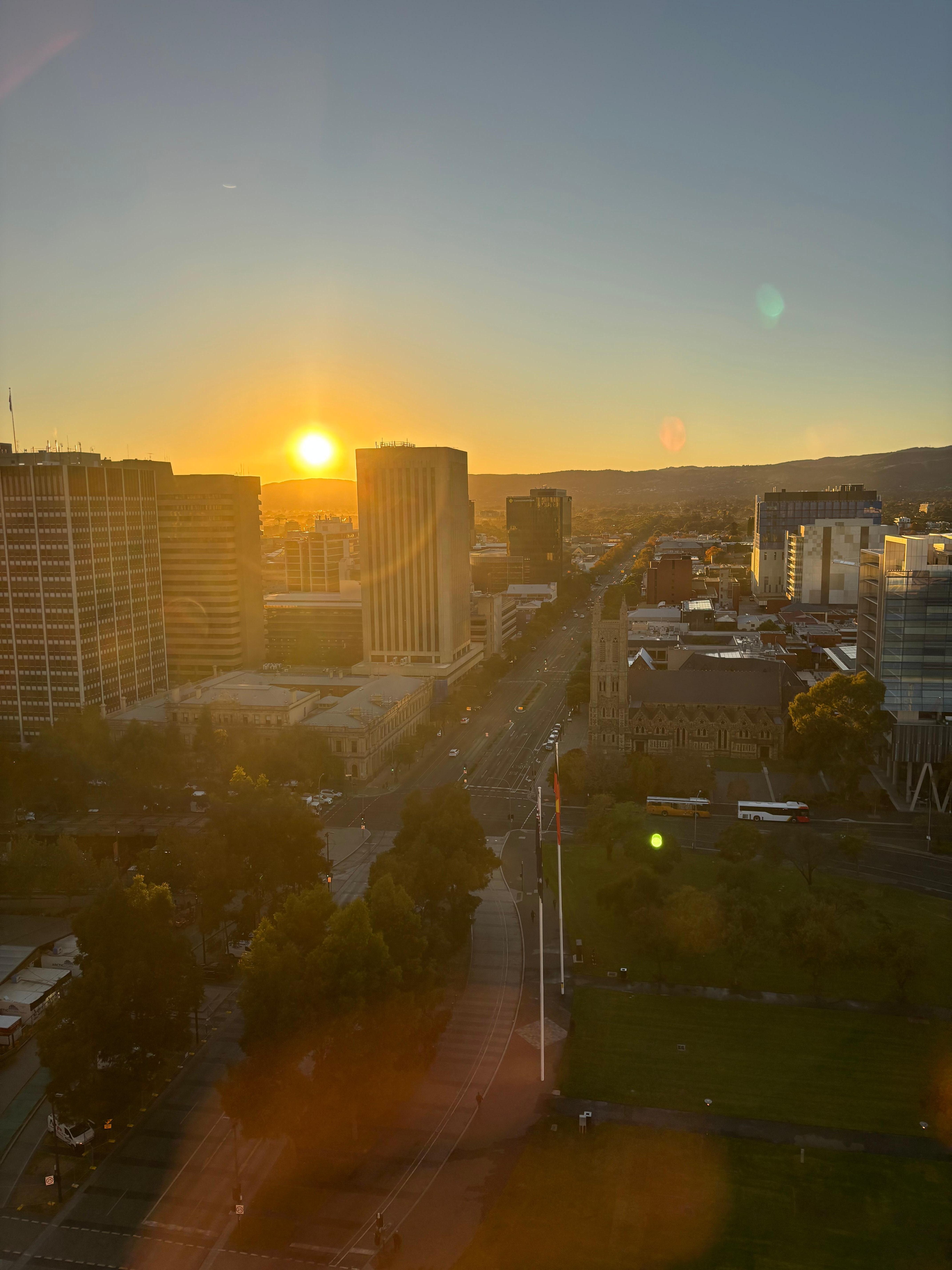 A sunrise peeking out from the North and not until 7:20 am in the day already.  May 2025