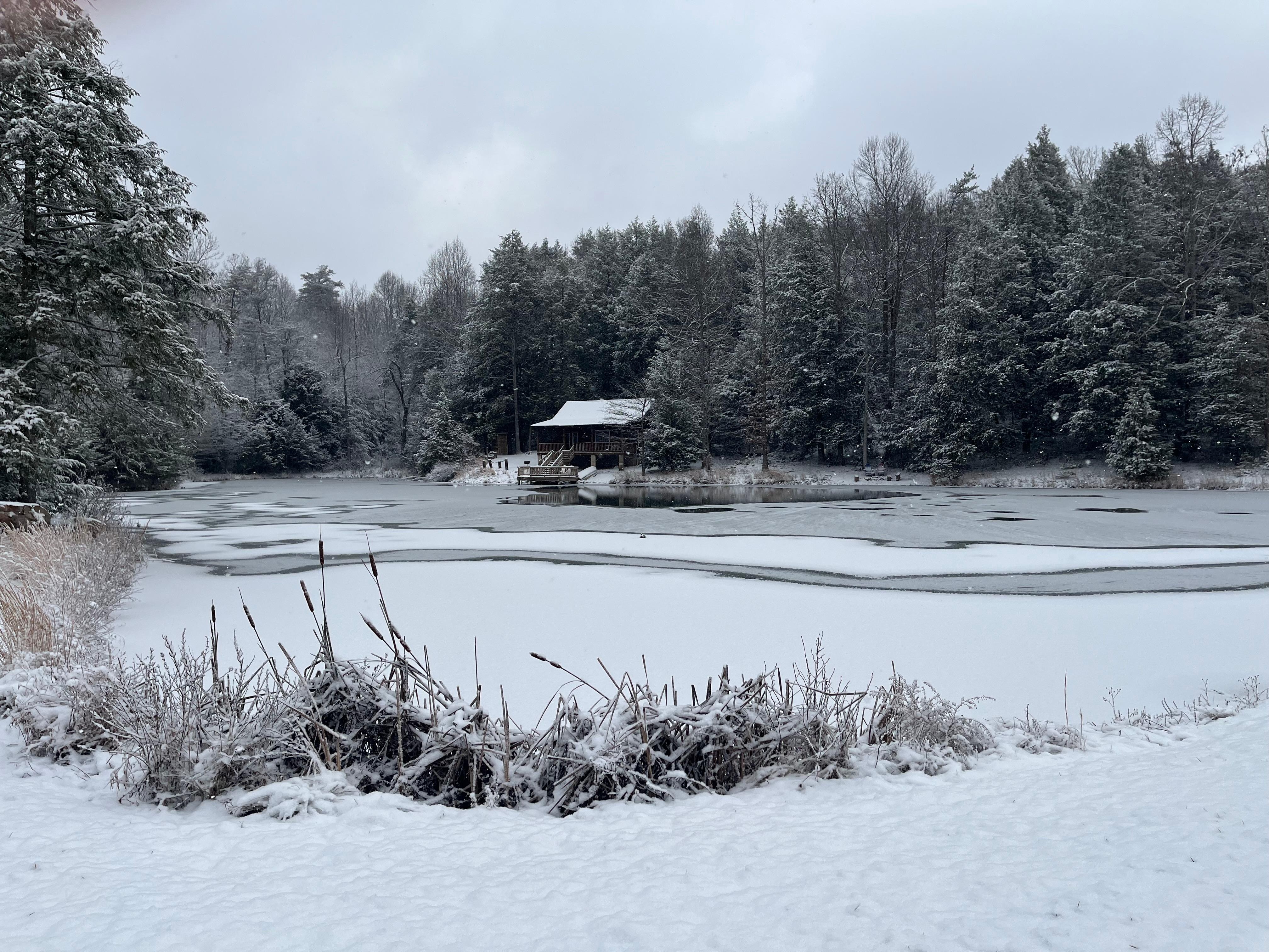 Whipporwill Hideaway from the other side of the frozen pond