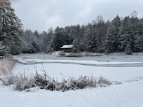 Whipporwill Hideaway from the other side of the frozen pond
