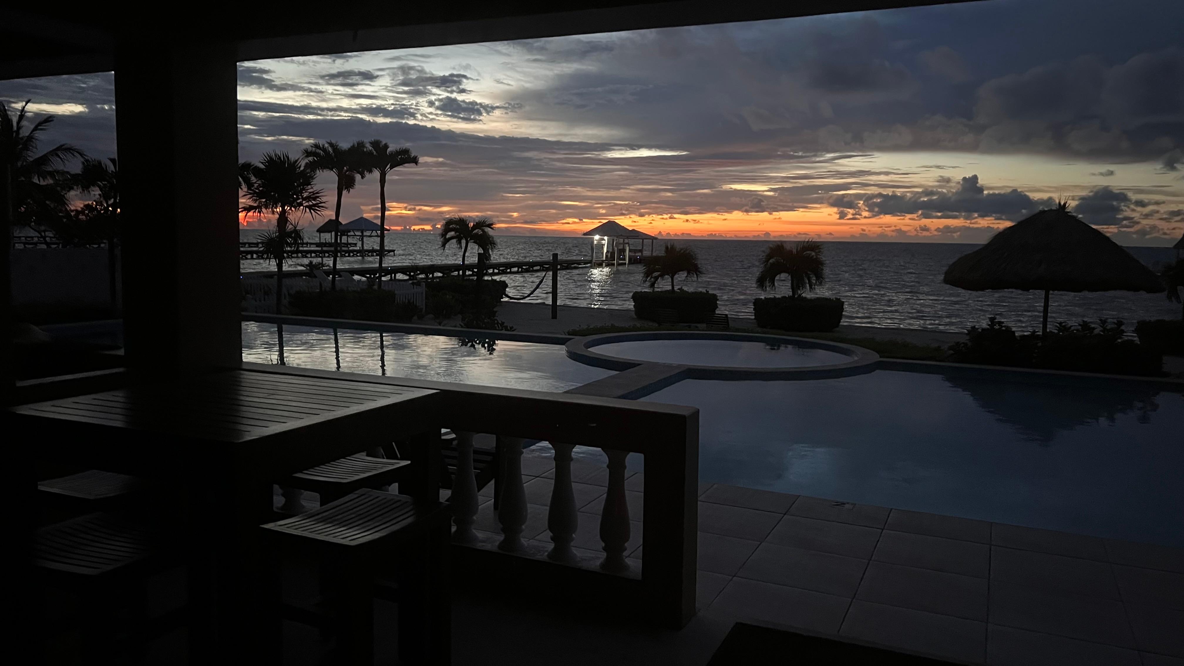 From my patio suite. I swam in the sunset, with a slight island breeze. Breathtakingly Beautiful. 