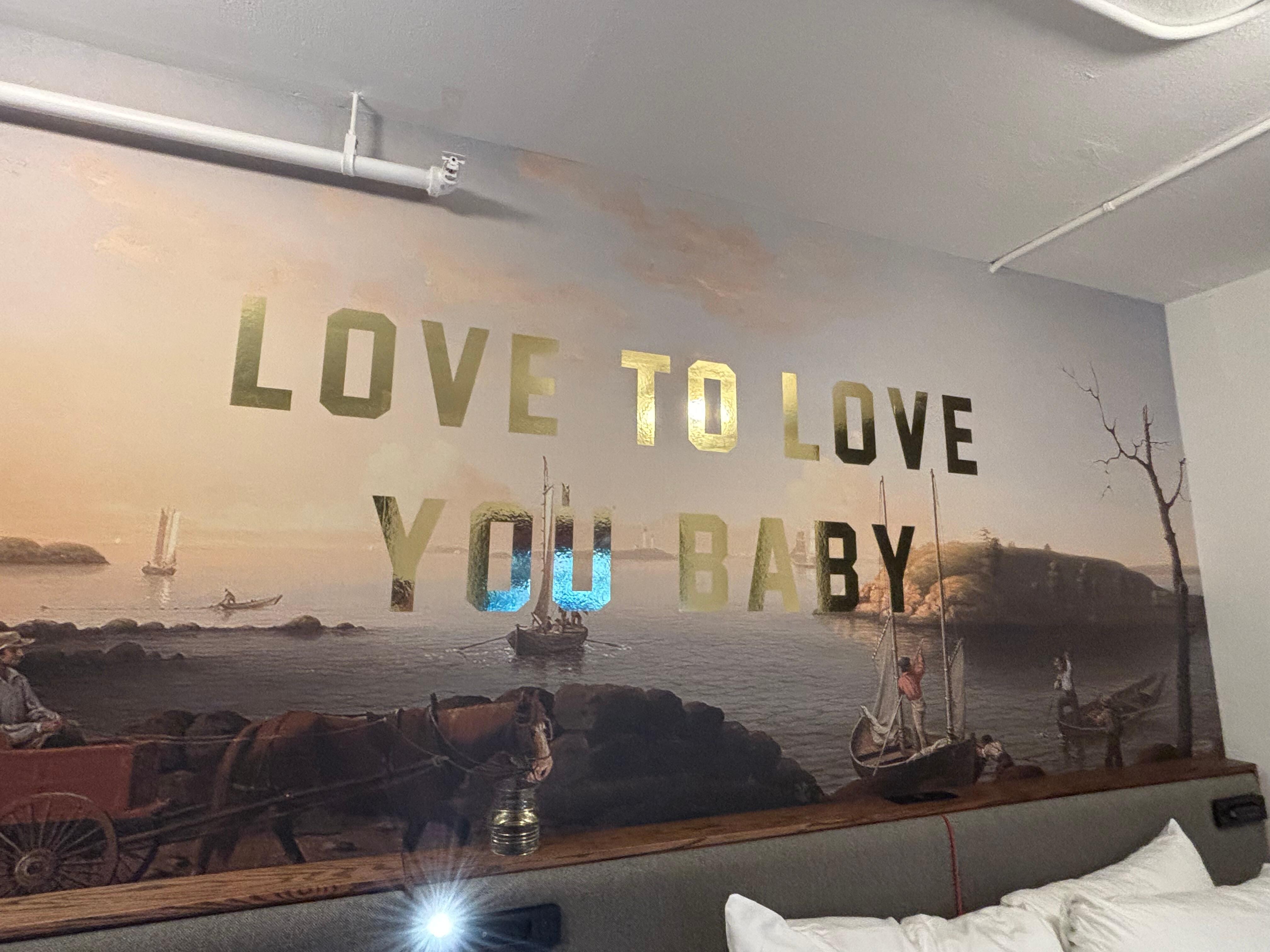 Wallpaper above our bed