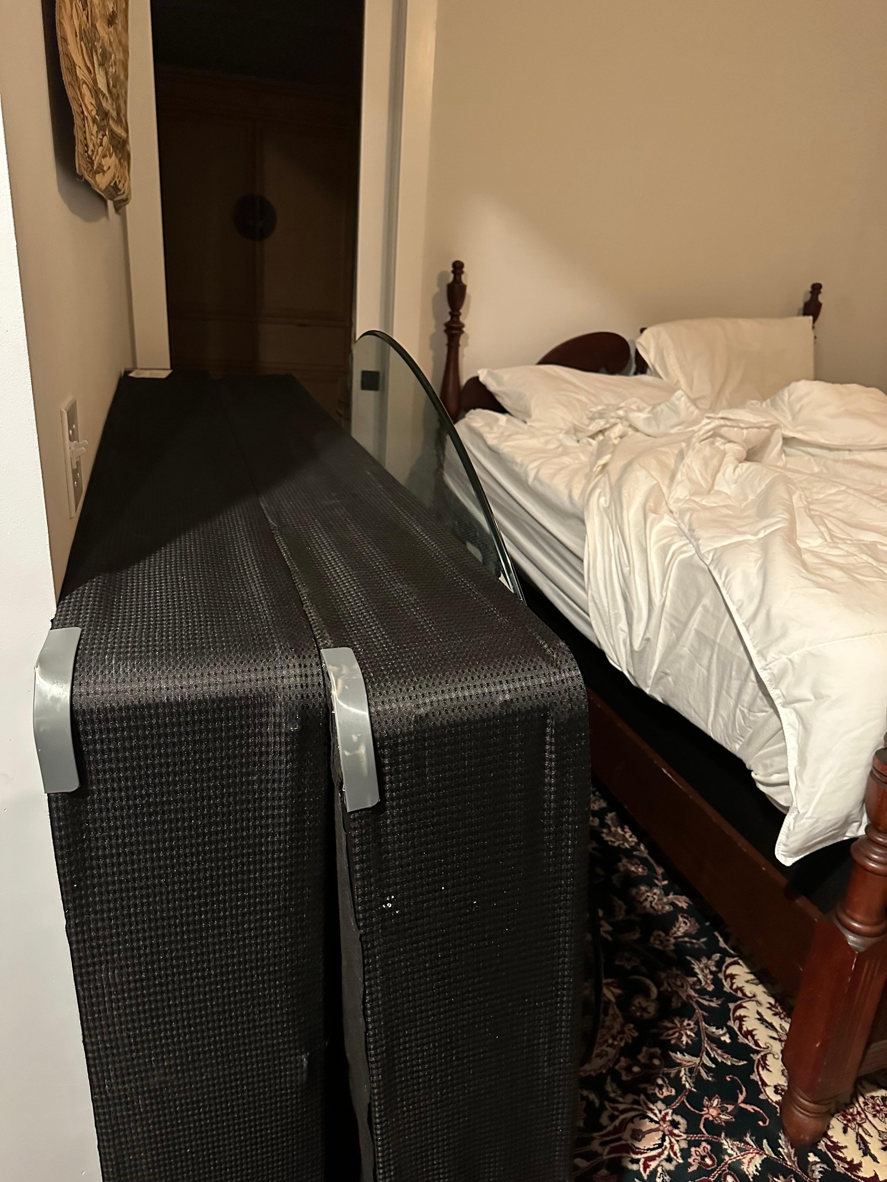 Box springs in bedroom 