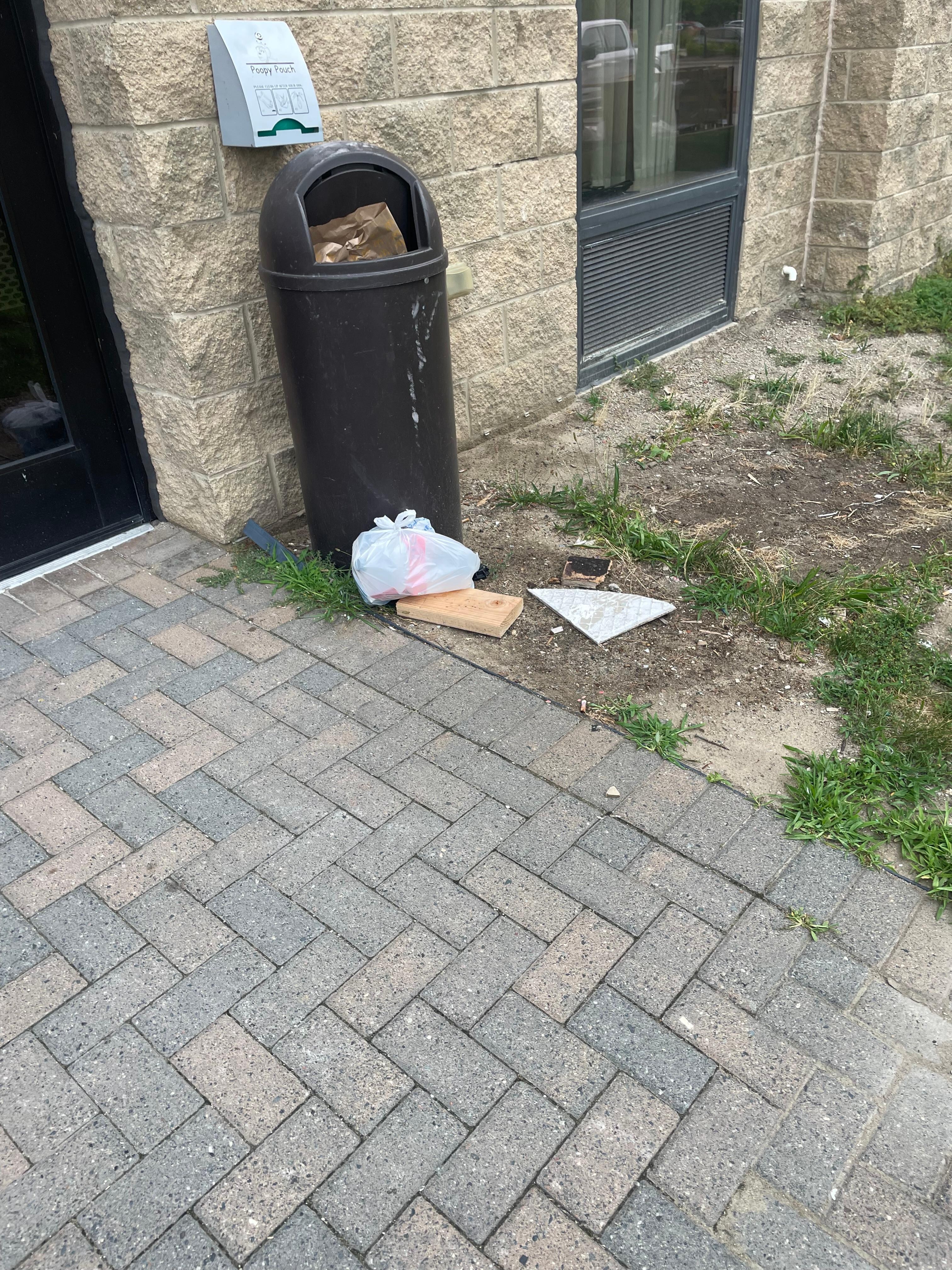 Next to the front door of the temporary entrance 