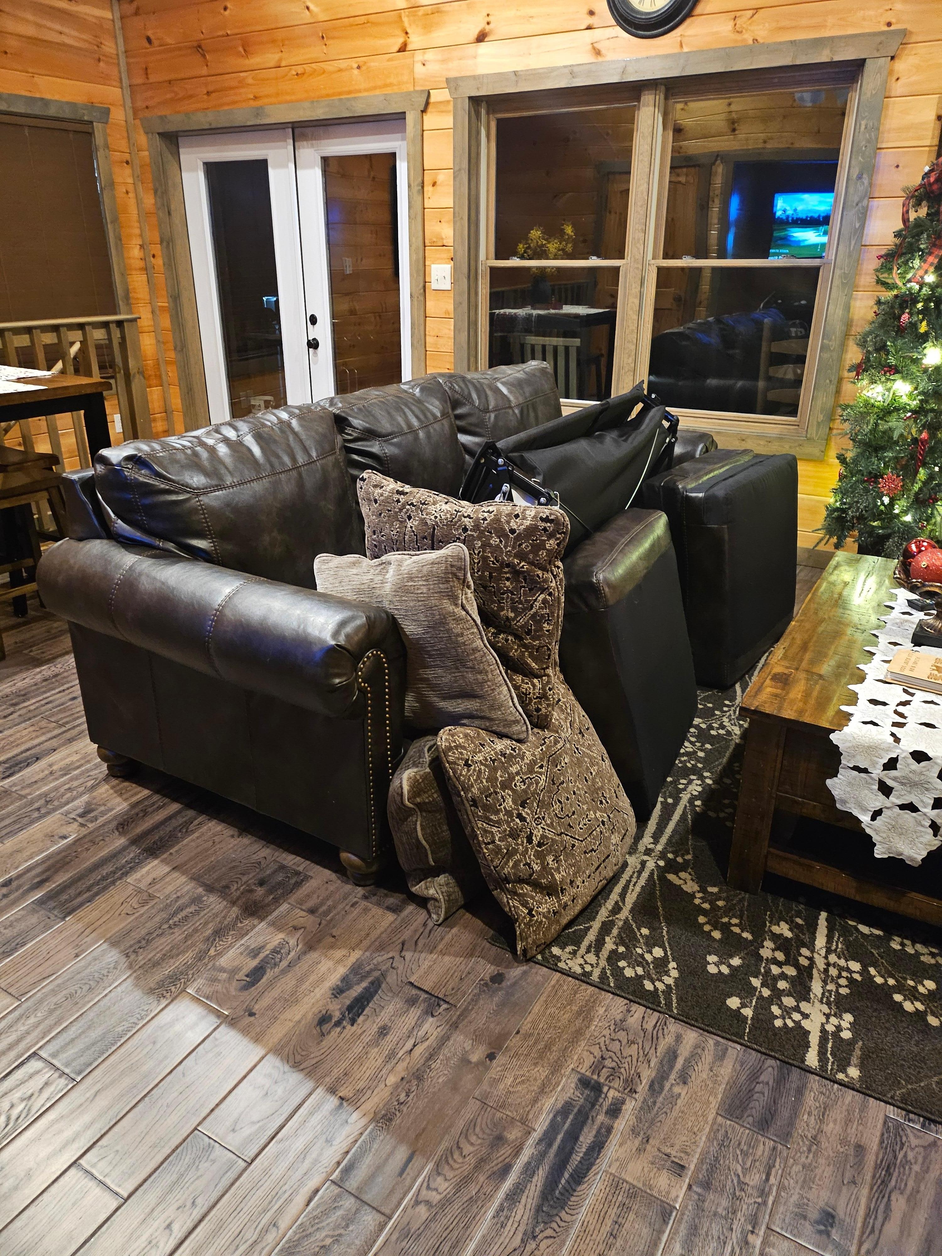 This was how the inspector left the sofa. The only seating was a chair and barstools.