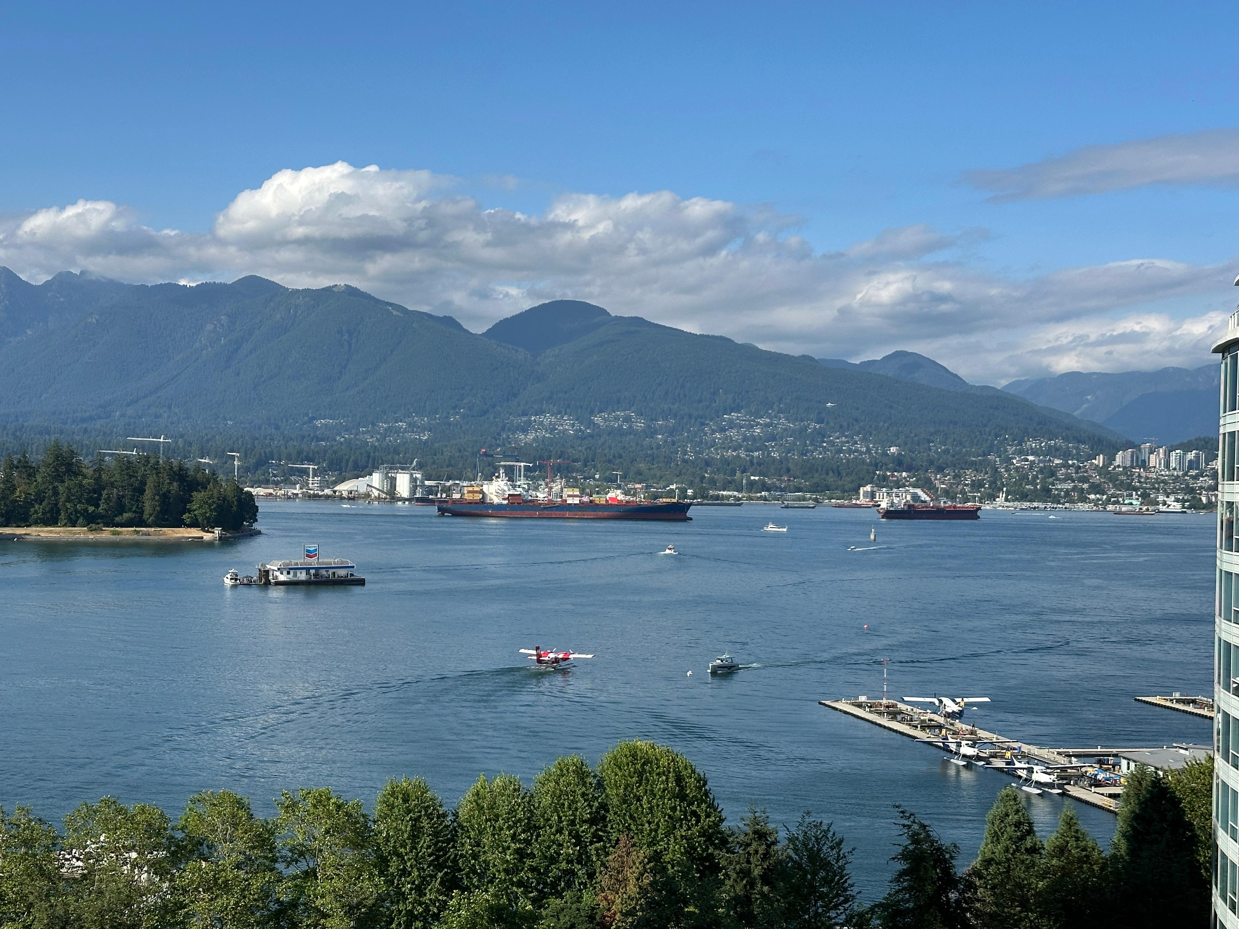 View of Coal Harbor from our Pinnacle Hotel Harbourfront balcony