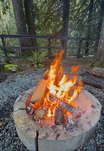 River just past the fence. The sound of rushing water is pretty cool.