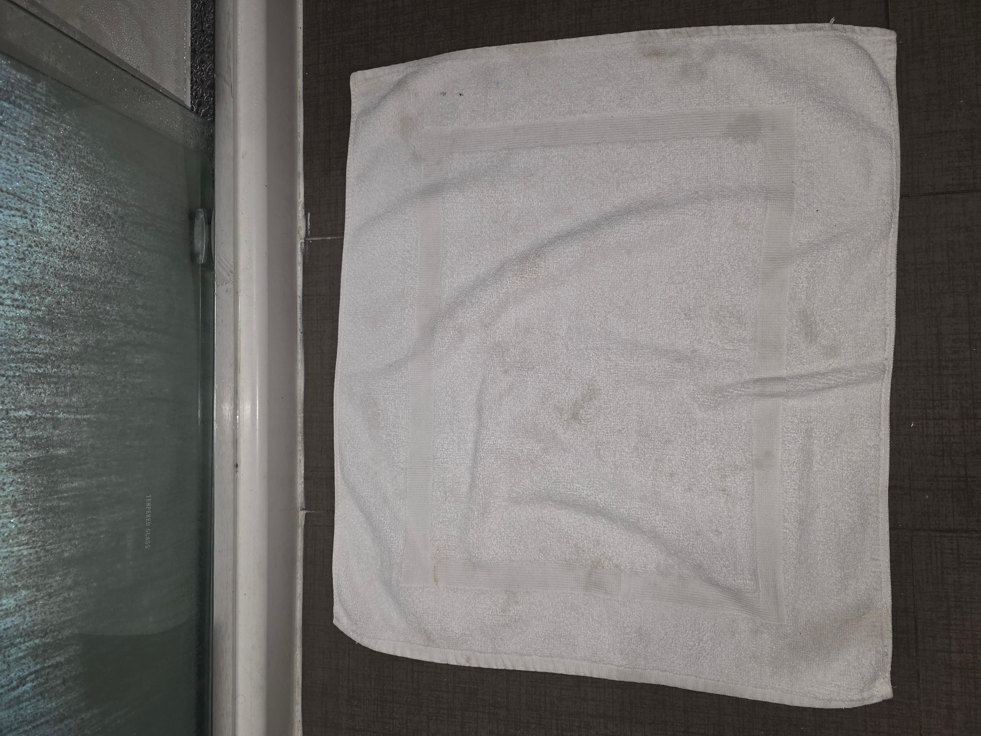 The floor towel was disgusting looked like she just hung it up and didn't bother to change it.