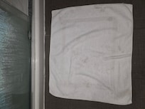 The floor towel was disgusting looked like she just hung it up and didn't bother to change it.