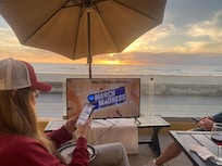 Brought my TV from home to watch March Madness on the beach.