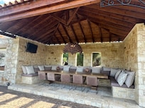 Huge outdoor seating area! Looked beautiful at night also!