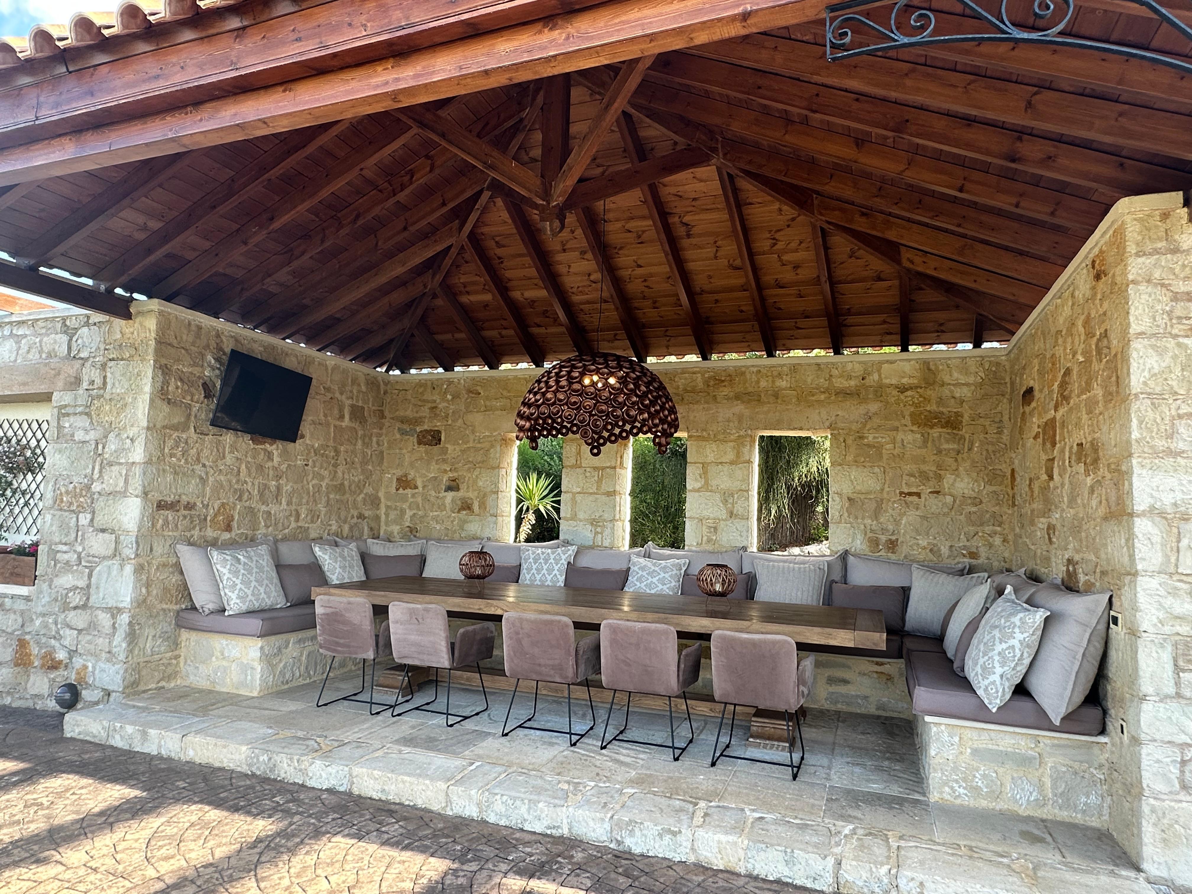 Huge outdoor seating area! Looked beautiful at night also!  