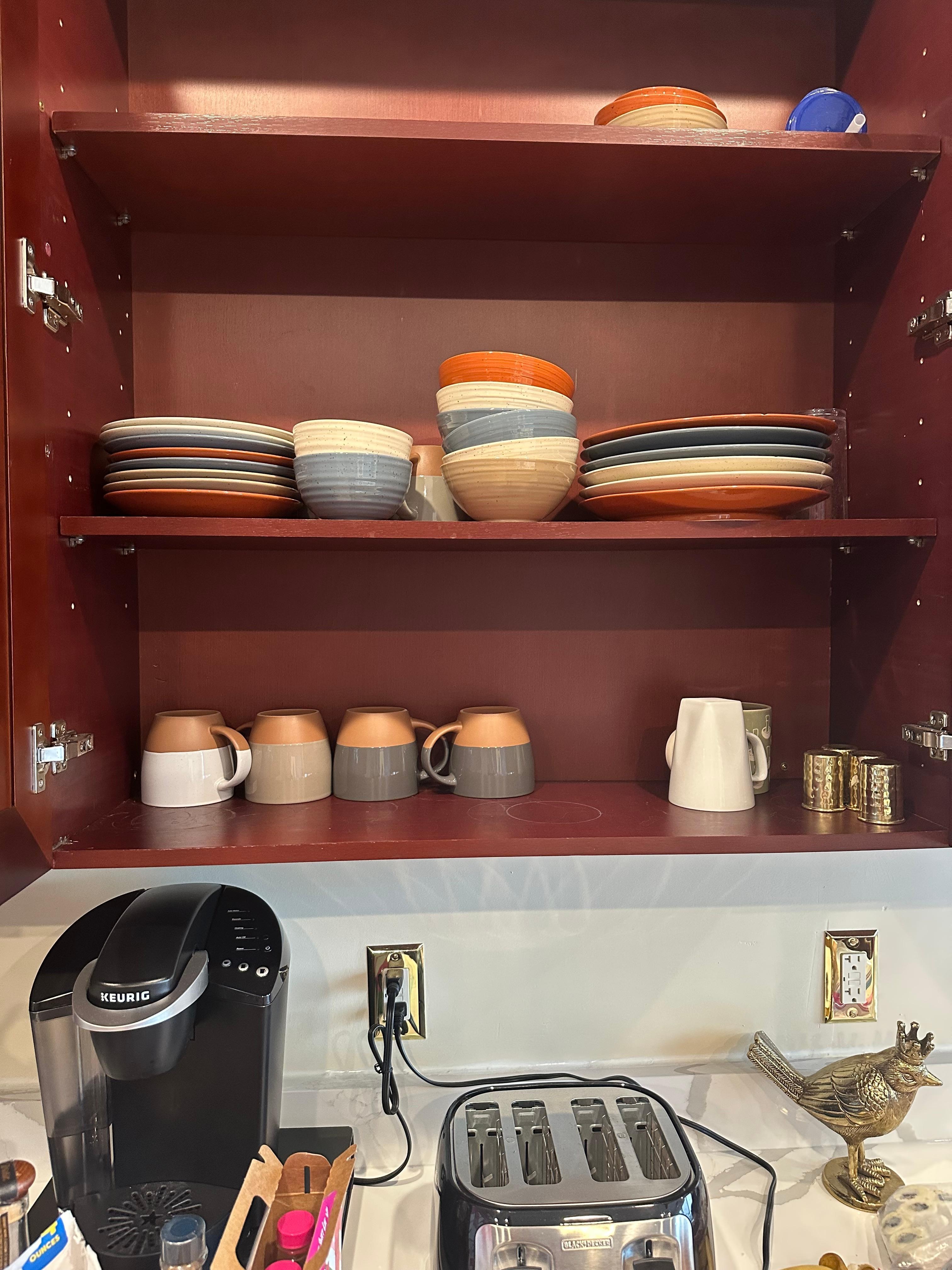 We had 12 people but opened the cabinet and found only 6 plates. Really?