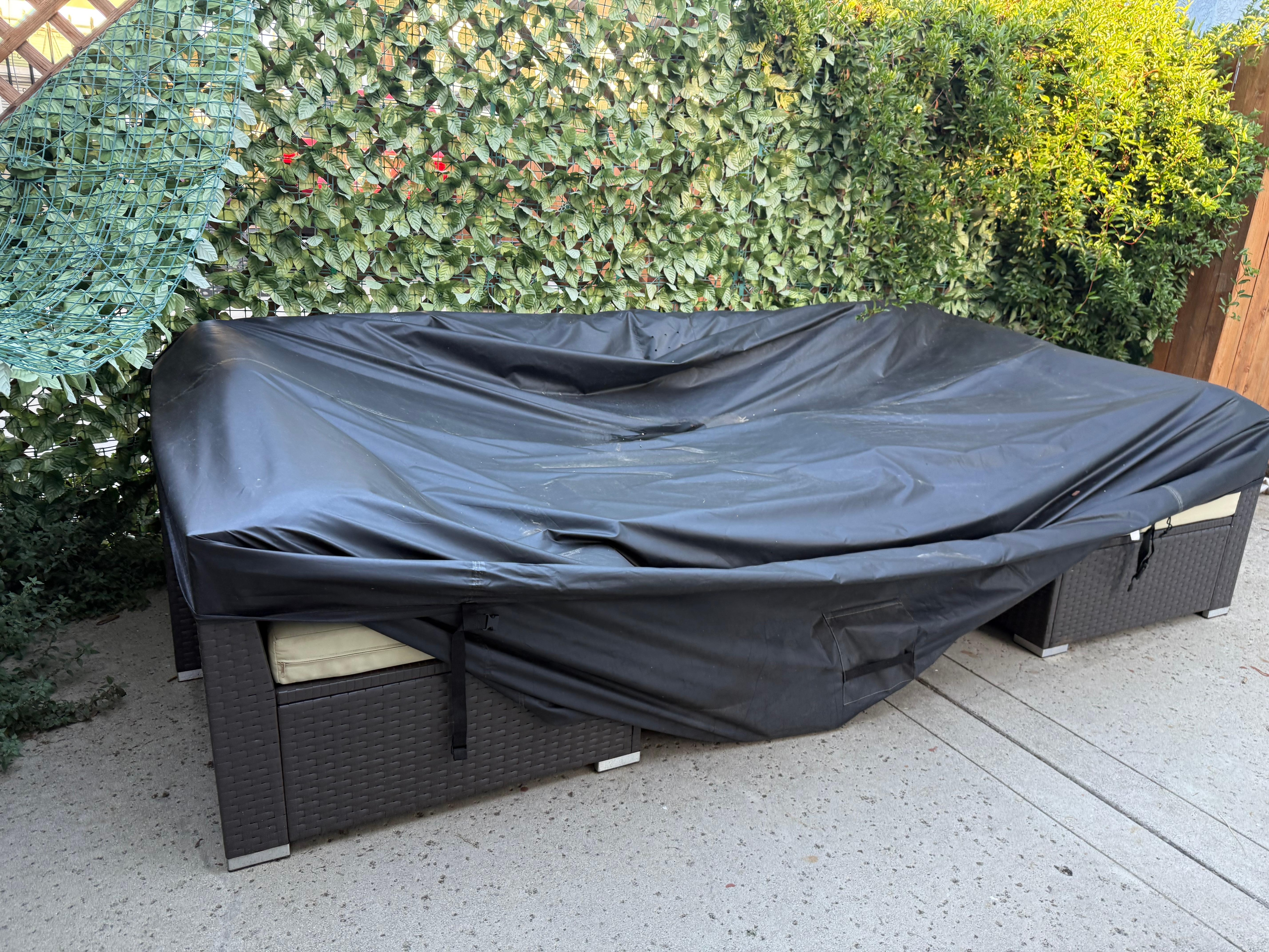 Patio furniture was covered in cobwebs 